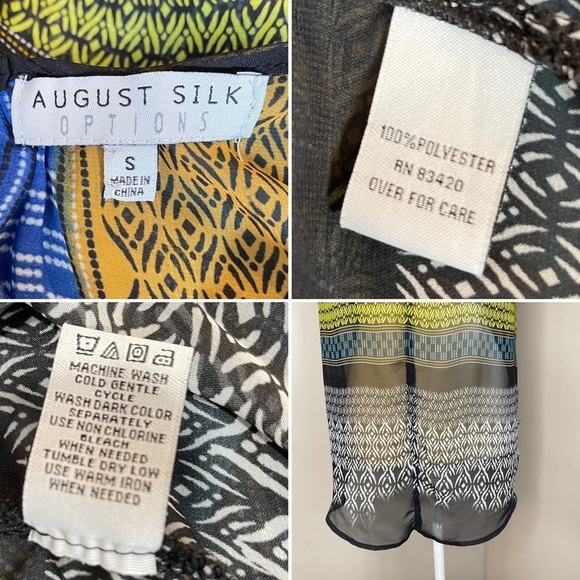 August Silk Options Women Sz Small Multicolored Chiffon Semi Sheers Top - Picture 5 of 12